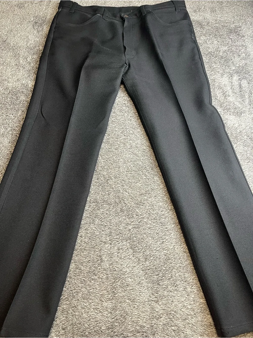 Levi's Sta-Prest Pants Mens 38x30 Black Poly Blend Straight Leg Vintage Retro